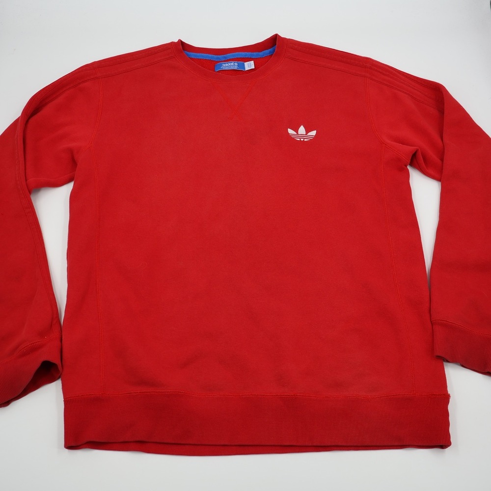 Adidas Originals Crewneck Sweatshirt Mens L‎ Red Trefoil Logo V33009 Fleece